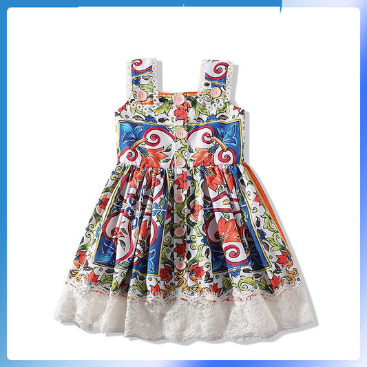 Childrens Sling Princess Dress With Lace