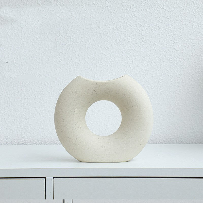 Nordic Style Simple Ceramic Vase Semicircle Creative Flower Device