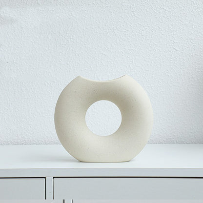 Nordic Style Simple Ceramic Vase Semicircle Creative Flower Device
