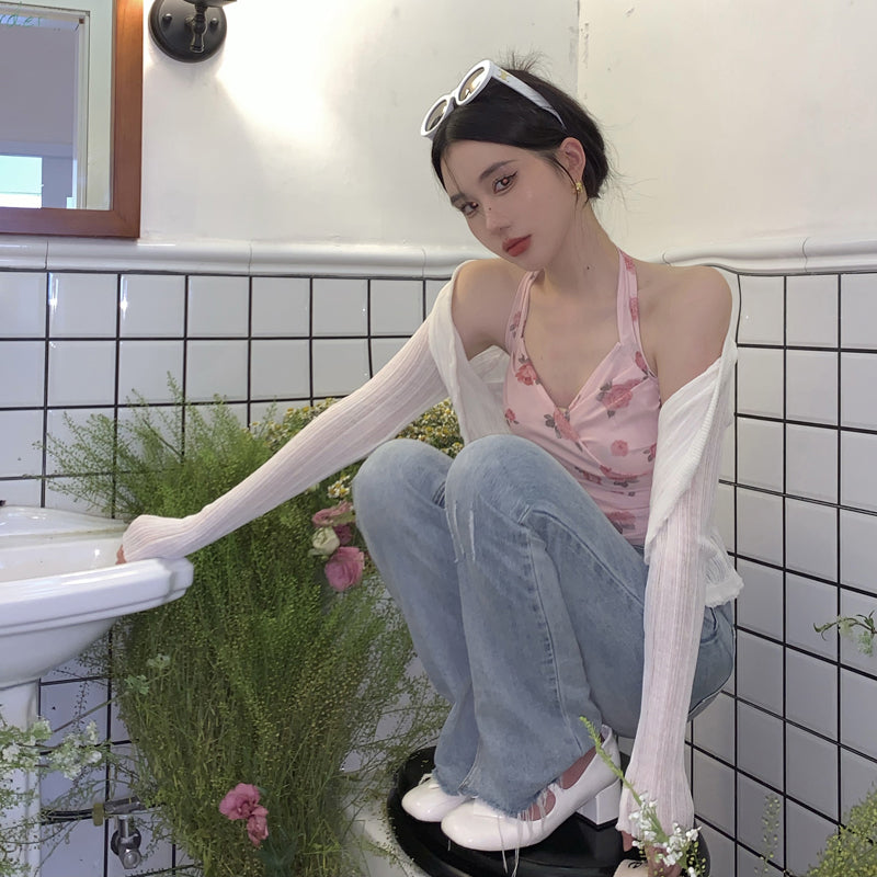 Women's Plus Size Floral Halter Neck Camisole