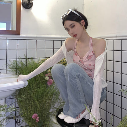 Women's Plus Size Floral Halter Neck Camisole