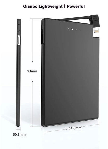 Ultra-thin Compact Portable With Cable Mobile Power Supply