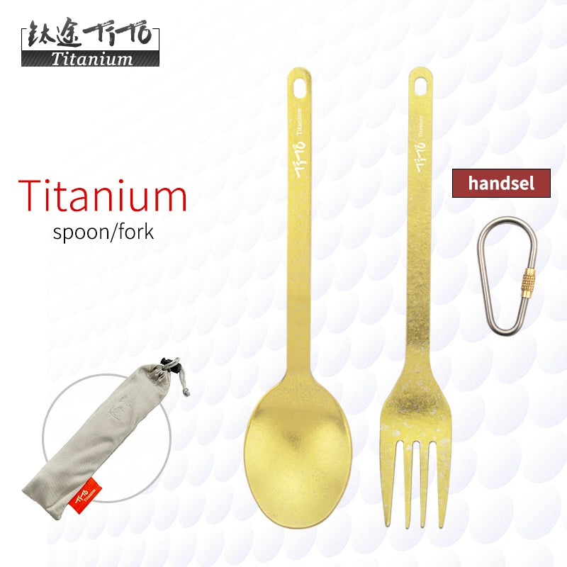 TiTo Outdoor Camping Titanium Spork 13.8g Ultralight Titanium Spoon Long Handle Spoon Outdoor Camping Picnic Titanium Fork