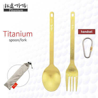 TiTo Outdoor Camping Titanium Spork 13.8g Ultralight Titanium Spoon Long Handle Spoon Outdoor Camping Picnic Titanium Fork