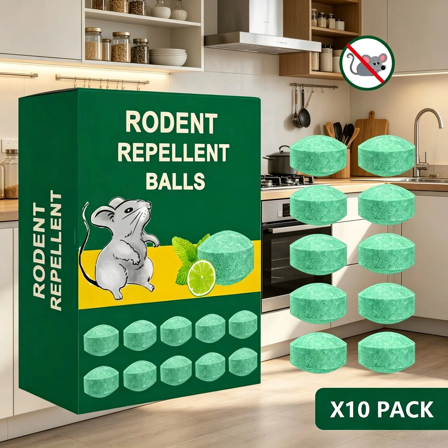 Mouse Rodent Repellent, 10 Pack Peppermint Lemon Mice Repellent for Squirrel Rats Spider Pests, Natural Deterrent for Kitchen, Warehouse, Car, Indoor, Outdoor