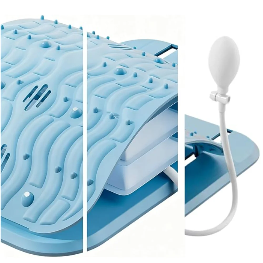 Lower Back Massager Stretcher Adjustable Manual Airbag Lumbar Tractor Ergonomic Lumbar Support Board Ergonomic Lumbar Support Board Comfortable Acupressure Points Ergonomic Design