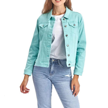 High Quality Denim Jean Jackets Women's Button Crop Top Autumn Winter Polyester/Cotton Blend Washable Vintage Sweet Style Washed