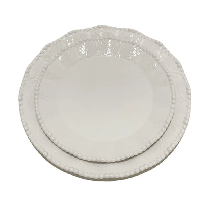 ColorValue White Pearl Ceramic Breakfast Plate Bowl Set Ins Style Elegant Tableware for Home Drining