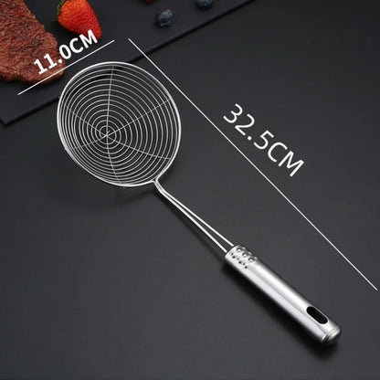 1pc Stainless Steel Fine Mesh Skimmer Spoon Multi-Function Spider Strainer with Long Handle for Cooking Frying and Noodle Strain