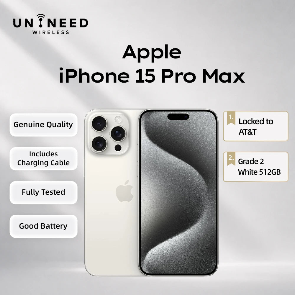 Apple / iPhone 15 Pro Max / A2849 / Genuine Original Apple Device, Authentic Hardware, Free Charging Cable Included Good Condition Refurbished Used Iphone