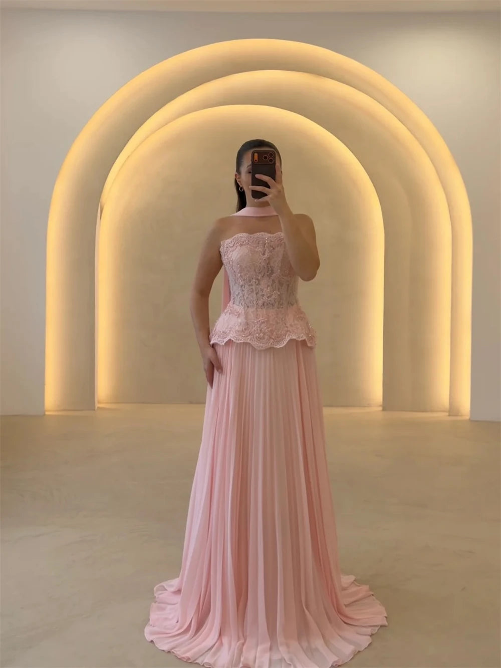 Mila Customized Pleated Strapless Beaded A-Line Prom Dress With Shawl Corset Formal Evening Floor-Length Vestidos De Fiesta 2026