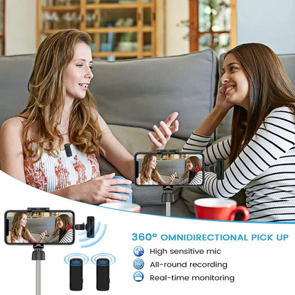 Wireless Lavalier Microphone Mini Clip On Mic With Charging Case Compatible With iPhone Android Live Streaming Video Recording Vlog