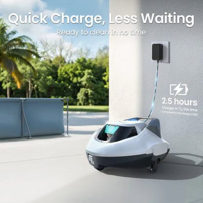 Seagull SE 2025 AIPER Cordless  Pool Robot Cleaner with 1200GPH Strong Suction, 90 Mins Runtime, LED Indicator,Pool Vacuum for Above-Ground Pool up to 40 Feet, Refurbished,White