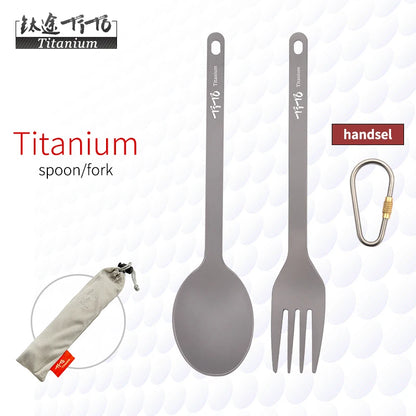 TiTo Outdoor Camping Titanium Spork 13.8g Ultralight Titanium Spoon Long Handle Spoon Outdoor Camping Picnic Titanium Fork