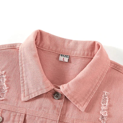 Women's Gothic Fashion Crop Top Denim Jacket Short Lightweight Fitted Stretchy Breathable Eco-Friendly Quick Dry Pockets Button