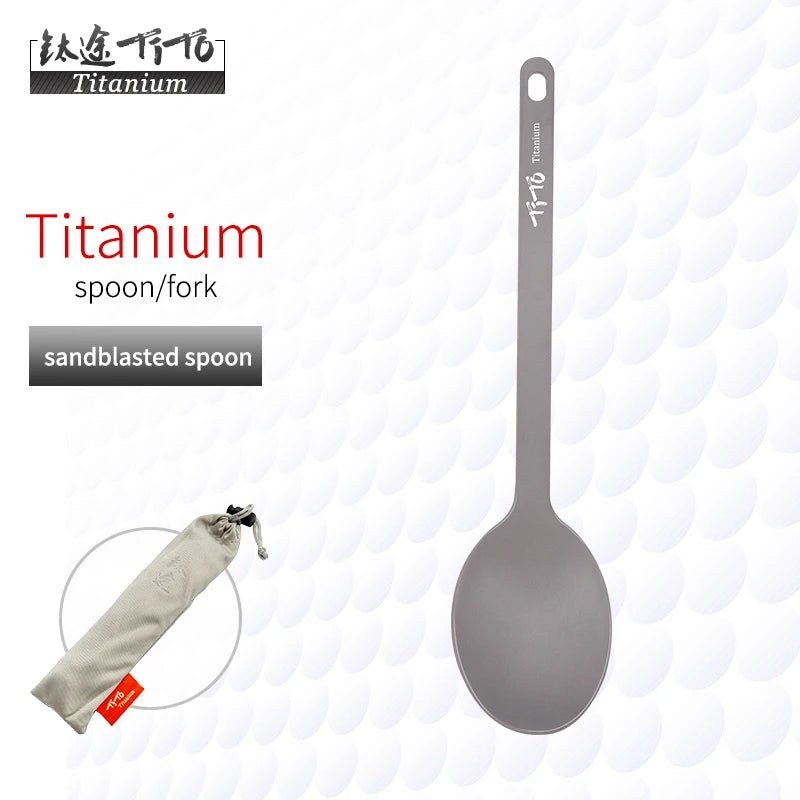 TiTo Outdoor Camping Titanium Spork 13.8g Ultralight Titanium Spoon Long Handle Spoon Outdoor Camping Picnic Titanium Fork