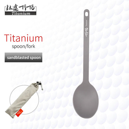TiTo Outdoor Camping Titanium Spork 13.8g Ultralight Titanium Spoon Long Handle Spoon Outdoor Camping Picnic Titanium Fork