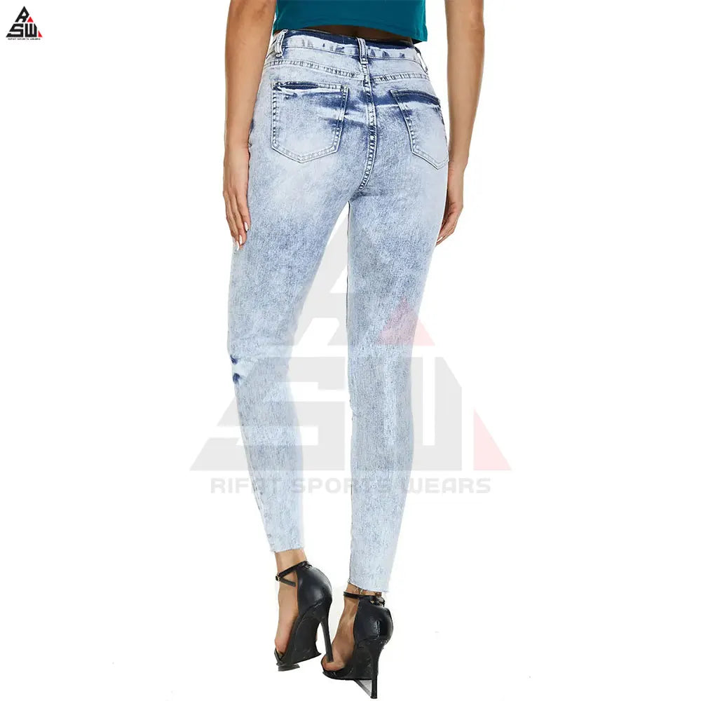 Women's Winter Casual Cargo Denim Flat Front Wide Leg Pants 100% Cotton Elastic Waist OEM Service