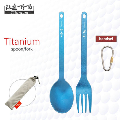 TiTo Outdoor Camping Titanium Spork 13.8g Ultralight Titanium Spoon Long Handle Spoon Outdoor Camping Picnic Titanium Fork