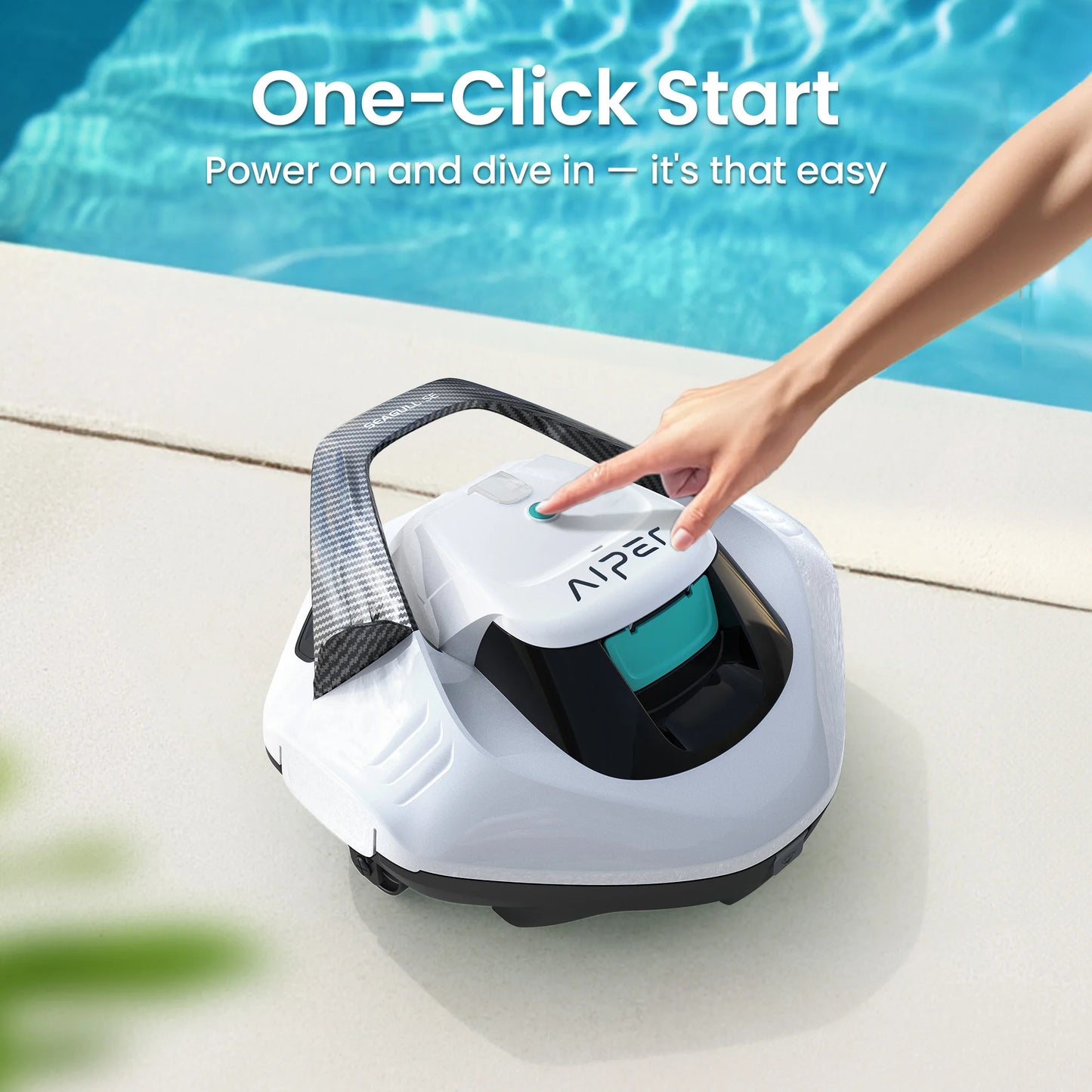 AIPER Seagull SE 2026 Cordless Robotic Pool Vacuum with 1320GPH Strong Suction, Lasts 90 Mins Runtime, LED Indicator,Pool Vacuum for Above-Ground Pool up to 40 Feet,Refurbished
