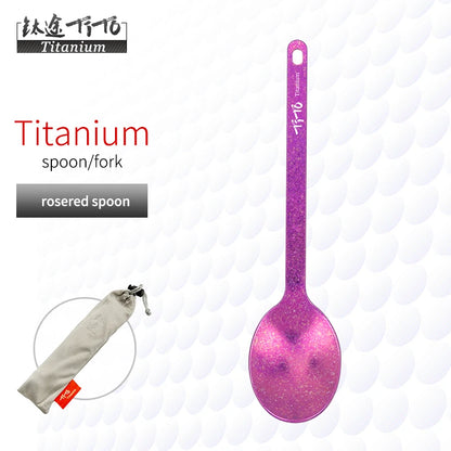 TiTo Outdoor Camping Titanium Spork 13.8g Ultralight Titanium Spoon Long Handle Spoon Outdoor Camping Picnic Titanium Fork