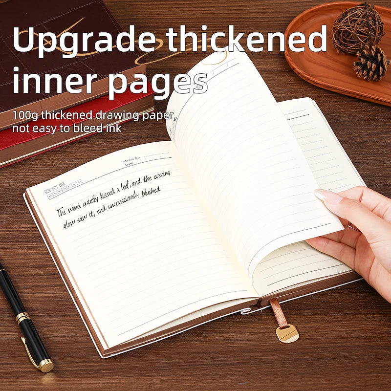 A5 soft cover PU notebook, 300 pages, durable, economical, stylish, thick eye protection paper notebook