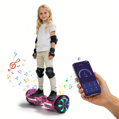 Simate K1 6.5" Hoverboard Electric Self Balancing Scooter with Bluetooth Speaker Colorful Lights UL2272 Certified All Terrain