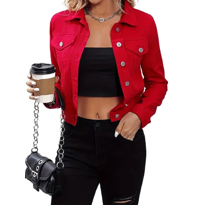 Custom Distressed Denim Jackets for Women Lightweight Breathable with Cotton Filling Material Gothic Casual Button Design