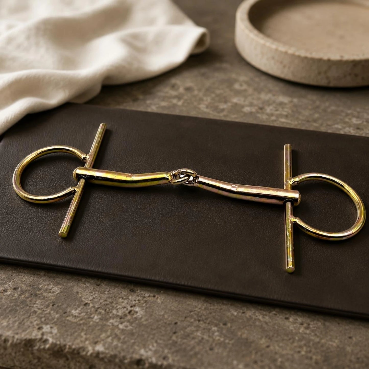 H-Shaped Horse Bit Straight Cheek Cheek Pieces Stainless Metal Riding Gear Golden Finish Finish Bridle Hardware