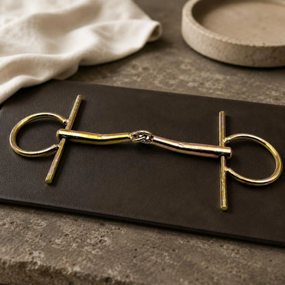 H-Shaped Horse Bit Straight Cheek Cheek Pieces Stainless Metal Riding Gear Golden Finish Finish Bridle Hardware