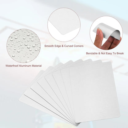 100/200/300Pcs Blank Metal Business Cards 0.21mm Thick 3.4x2.1 Inch Aluminum Laser Engrave Printable Name Card for Custom DIY