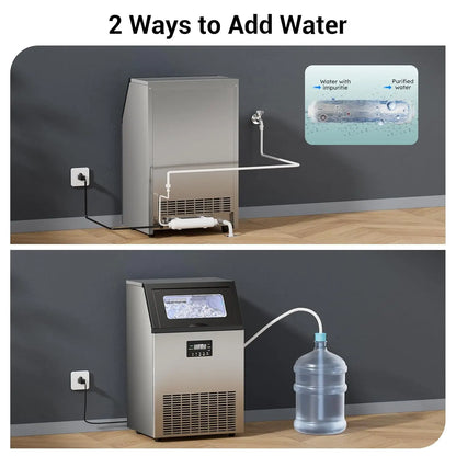 ETL Certified Commercial Ice Maker Machine 160LBS/24H, 45LBS Capacity Freestanding & Under Counter Ice Maker, Clear Ice Cubes
