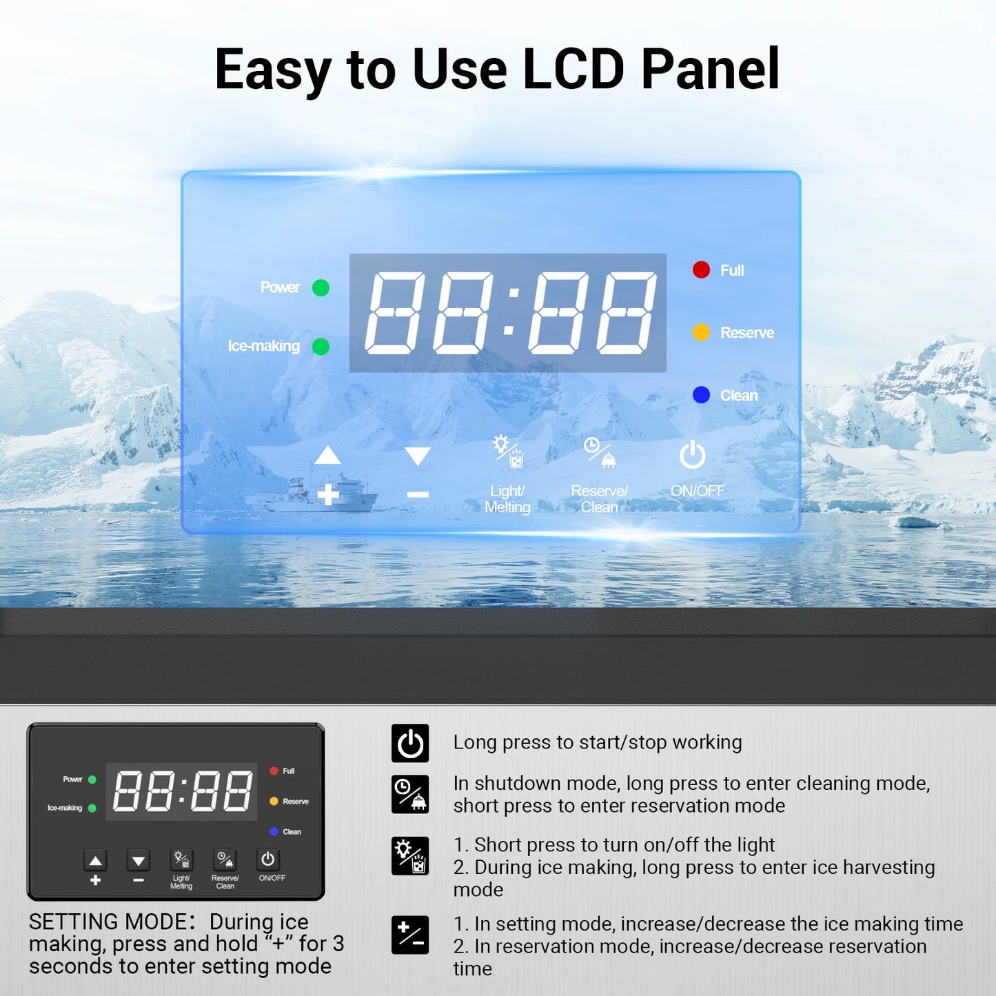 ETL Certified Commercial Ice Maker Machine 160LBS/24H, 45LBS Capacity Freestanding & Under Counter Ice Maker, Clear Ice Cubes