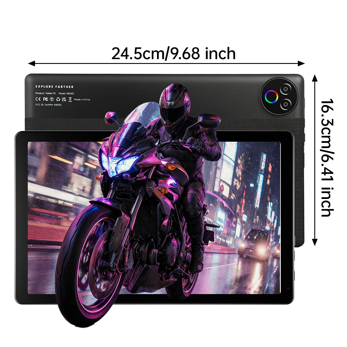 KB1001 Android 16 Tablet 10.1 Inch 20(3+17)GB RAM 1TB TF 6000mAh Face Unlock 8MP Dual Camera OTG Widevine L1 BT 5.4/5G WiFi Portable Work Study Tablet PC - Black