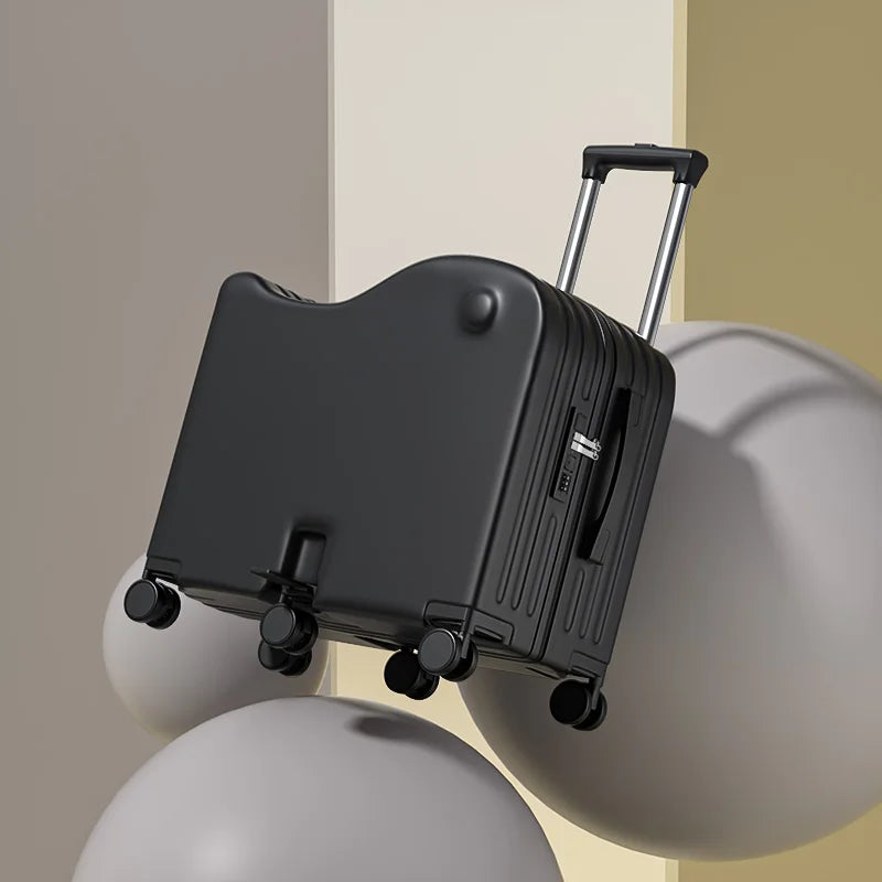 New Children's Luggage Can Sit and Ride With Hidden Cup Holders Footrest Design Durable Trolley Travel Password Box Seat Diva