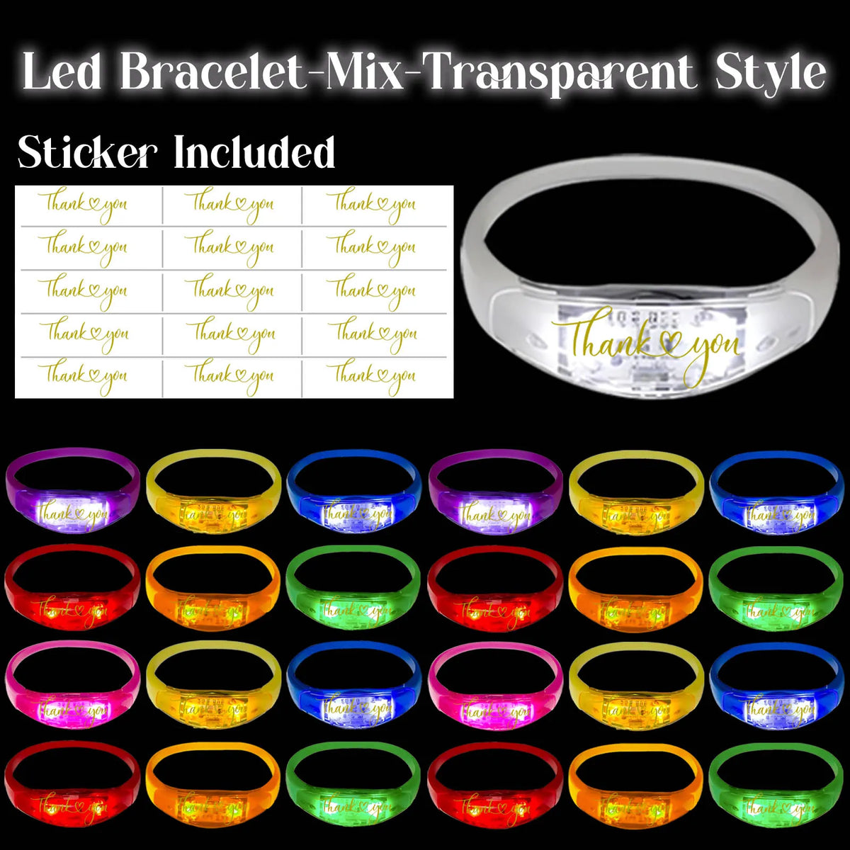 20-200Pcs Music & Sound Activated LED Bracelet Light up Bracelet Glow in the Dark Bracelets Wedding Party Accessories for Guests
