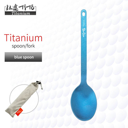 TiTo Outdoor Camping Titanium Spork 13.8g Ultralight Titanium Spoon Long Handle Spoon Outdoor Camping Picnic Titanium Fork