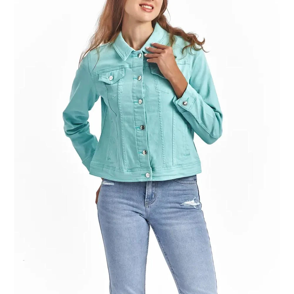 High Quality Denim Jean Jackets Women's Button Crop Top Autumn Winter Polyester/Cotton Blend Washable Vintage Sweet Style Washed