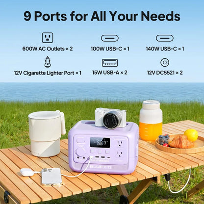 BLUETTI Elite 30 V2 | 288Wh 600W Portable Power Station Lightweight Fast Charging Solar Generator for Home Backup Outdoor