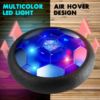 MQUDUO Indoor Hover Soccer Toy Gift Set, LED Air Football with Goal Nets, Family Sports Game for Boys Girls