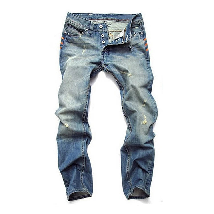 Premium Quality OEM Good Quality Organic Indigo Blue Jeans Good Quality Hot Selling Fashion Men's Striped Skinny Jeans