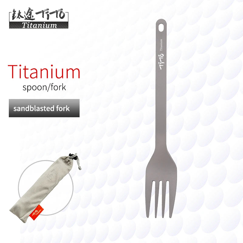 TiTo Outdoor Camping Titanium Spork 13.8g Ultralight Titanium Spoon Long Handle Spoon Outdoor Camping Picnic Titanium Fork
