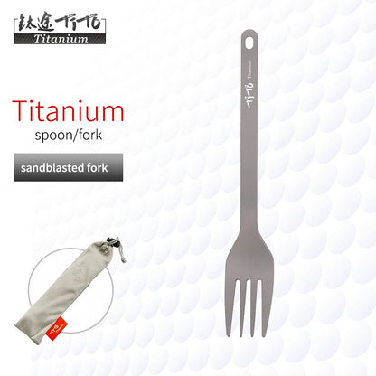 TiTo Outdoor Camping Titanium Spork 13.8g Ultralight Titanium Spoon Long Handle Spoon Outdoor Camping Picnic Titanium Fork