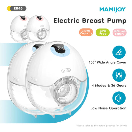 MAMIJOY 2PCS Wearable Breast Pump 4 Modes & 36 Levels Portable Electric Breast Pumps Comfort Milk Collector Hands Free Low Niose