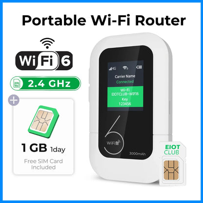 EIOTCLUB Portable WiFi Router 4G LTE Mobile Hotspot with SIM Card Slot WPA3 Secure 3000mAh Battery High-Speed Wireless Hotspot