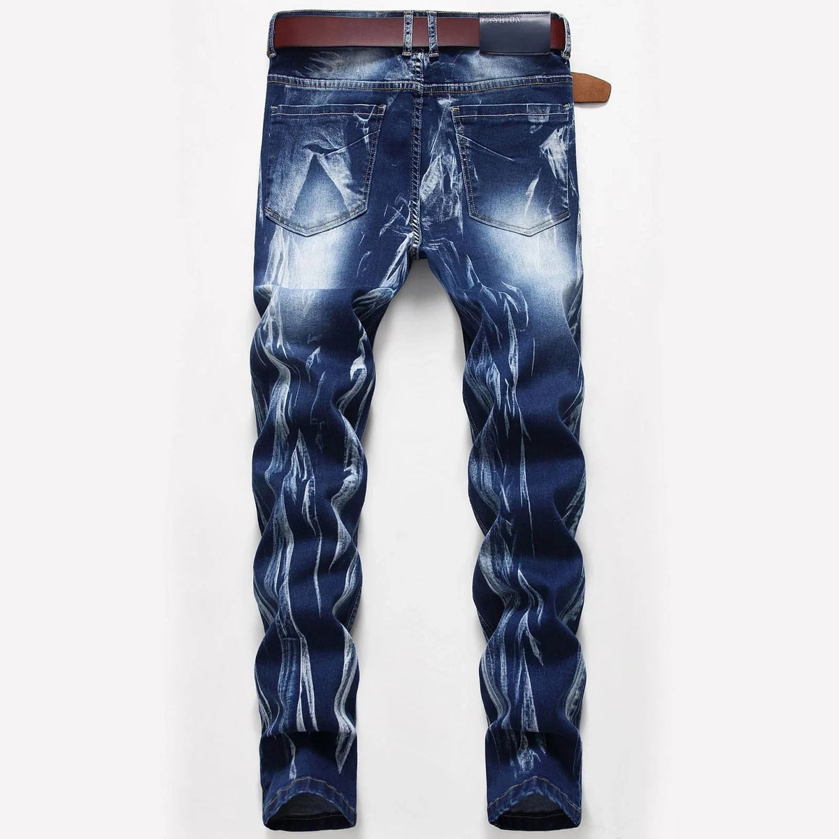 High Street Men's Straight Denim Jeans 100% Cotton Mid Waist Lightweight Knitted Breathable Garment Dyed Distressed Zipper Sizes