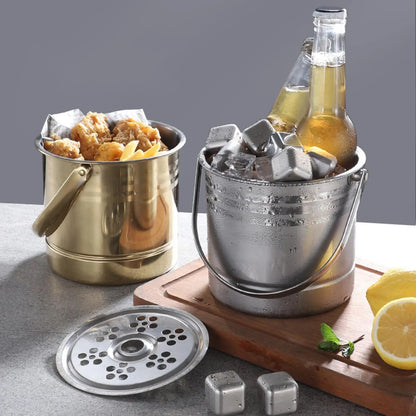Stainless Steel Ice Bucket Champagne Wine Beer Cooler with Handle for Home Kitchen Party Bar Portable 1.5L/2L/2.5L /2.8L