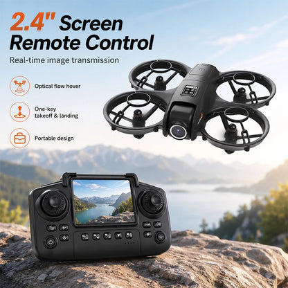 ZNLYRION  Mini Full Protective Drone YL3PK With 2.4 Inch Screen Remote Dual Camera Optical Flow Hover 2 Batteries Indoor RC Quadcopter