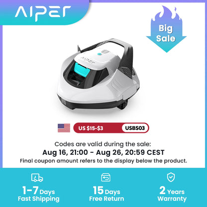 AIPER Seagull SE 2026 Cordless Robotic Pool Vacuum with 1320GPH Strong Suction, Lasts 90 Mins Runtime, LED Indicator,Pool Vacuum for Above-Ground Pool up to 40 Feet,Refurbished
