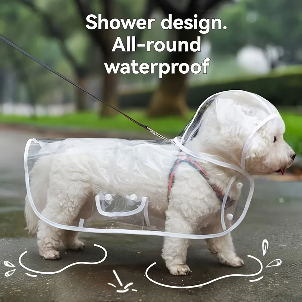 Transparent Waterproof Dog Raincoat for Small and Medium-Sized Dogs, Teddy and Bichon Frise Dog for Rainy Days Walking
